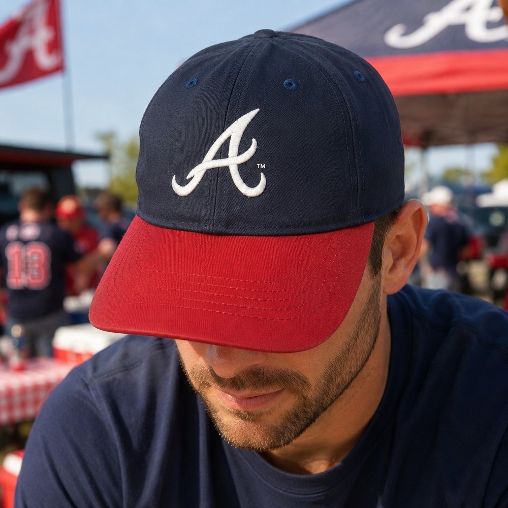 Atlanta Braves MLB Baseball Hat Cap Navy/Red Adjustable Dadcore Fandom Tailgate